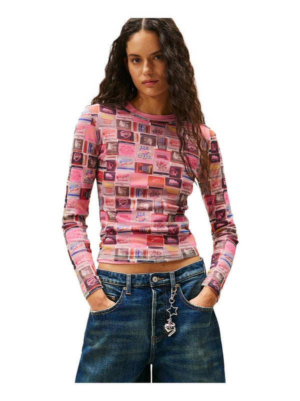 ΓΥΝΑΙΚΕΙΑ ΜΠΛΟΥΖΑ TOMMY JEANS SLIM AOP MESH LS TOP EXT