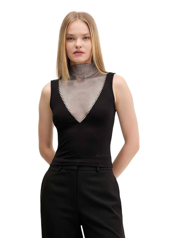 ΓΥΝΑΙΚΕΙΑ ΑΜΑΝΙΚΗ ΜΠΛΟΥΖΑ KARL LAGERFELD JEANS CHAINMAIL TOP