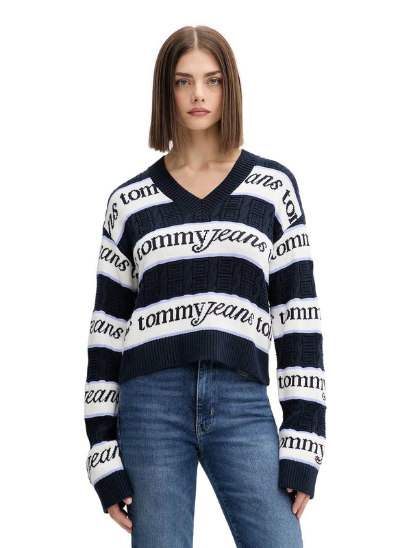 ΓΥΝΑΙΚΕΙΟ ΠΟΥΛΟΒΕΡ TOMMY JEANS STRIPE LOGO SWEATER EXT