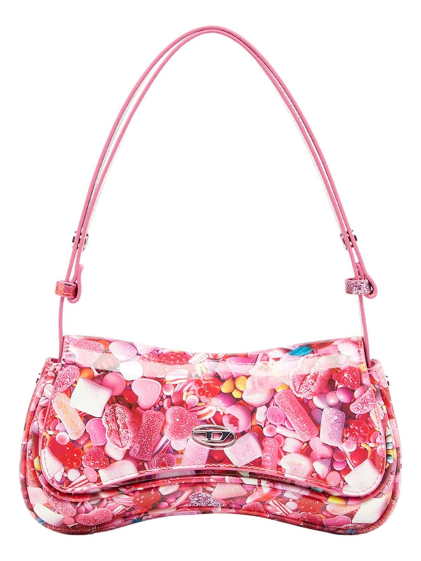 DIESEL PLAY CLUTCH SHOULDER BAG GLOSSY WITH PRINT