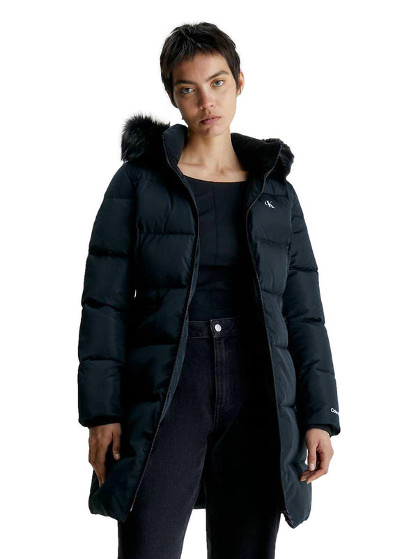 ΓΥΝΑΙΚΕΙΟ ΜΑΚΡΥ ΜΠΟΥΦΑΝ CALVIN KLEIN FAUX FUR HOODED FITTED