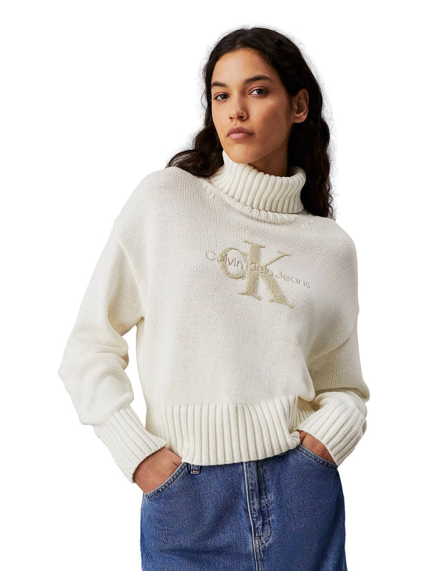ΓΥΝΑΙΚΕΙΟ ΠΟΥΛΟΒΕΡ ΖΙΒΑΓΚΟ CALVIN KLEIN JEANS CHENILLE MONOLOGO SWEATER