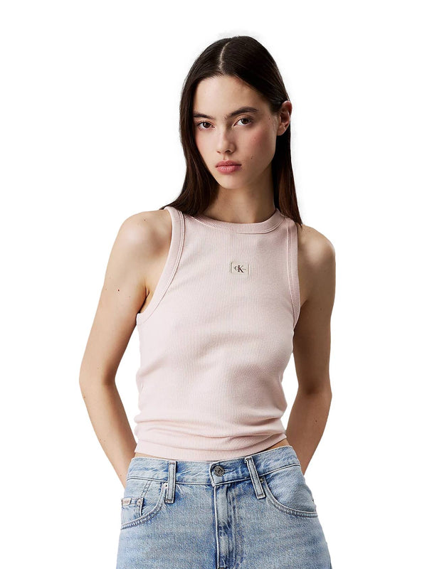 ΓΥΝΑΙΚΕΙΟ ΑΜΑΝΙΚΟ TOP CALVIN KLEIN JEANS WOVEN LABEL RIB TANK TOP