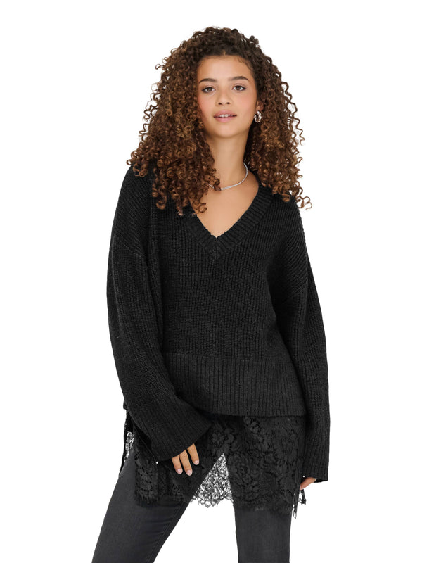 ΓΥΝΑΙΚΕΙΟ ΠΛΕΚΤΟ ONLY ONLVIVIA LS LIFE V-NECK LACE MIX KNIT
