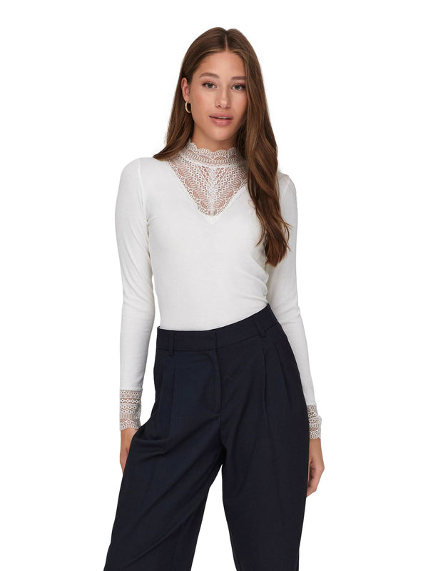 ΓΥΝΑΙΚΕΙΑ ΜΠΛΟΥΖΑ ONLY ONLTILDE L/S HIGH NECK LACE TOP JRS NOOS