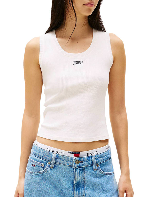 ΓΥΝΑΙΚΕΙΟ ΑΜΑΝΙΚΟ TOP TOMMY JEANS SLIM SCRIPT RIB TANK