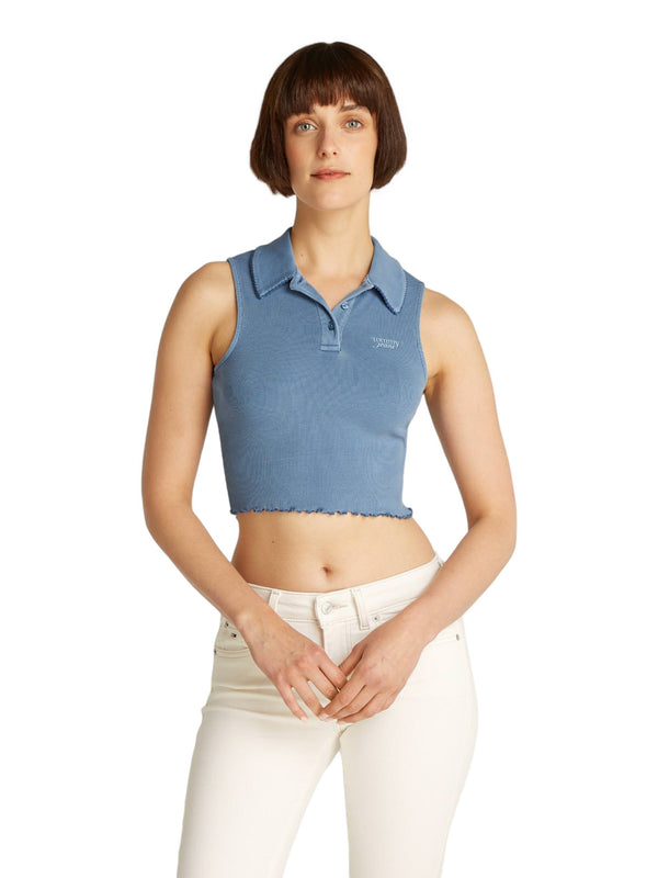 ΓΥΝΑΙΚΕΙΟ ΑΜΑΝΙΚΟ POLO TOMMY JEANS TJW CRP GMD RIB SL