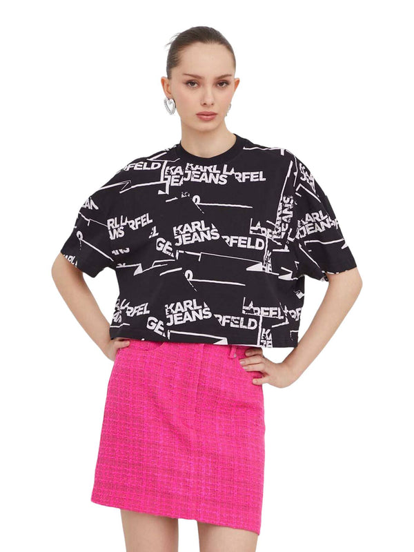 ΓΥΝΑΙΚΕΙΟ CROP T-SHIRT KARL LAGERFELD KLJ OVERSIZED CROPPED SSLV TEE