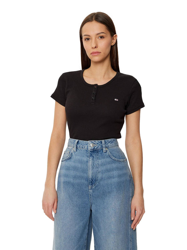 ΓΥΝΑΙΚΕΙΟ T-SHIRT TOMMY JEANS SLIM BUTTON RIB C-NECK