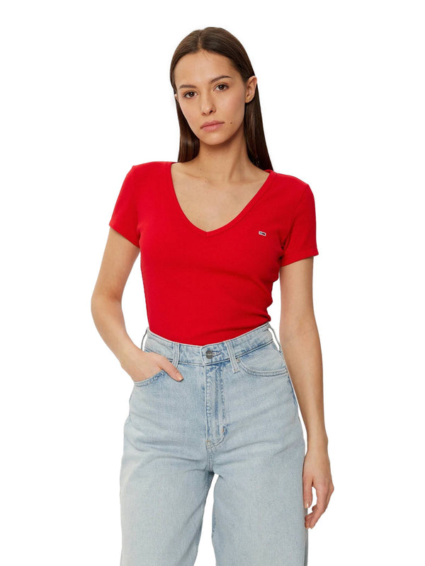 ΓΥΝΑΙΚΕΙΟ T-SHIRT TOMMY JEANS TJW SLIM ESSENTIAL RIB V