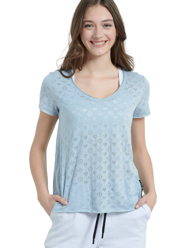 ΓΥΝΑΙΚΕIO T-SHIRT V-NECK BODYTALK ONEWORLD