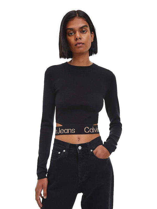 ΓΥΝΑΙΚΕΙΟ ΠΟΥΛΟΒΕΡ CALVIN KLEIN JEANS WAIST LOGO INTARSIA