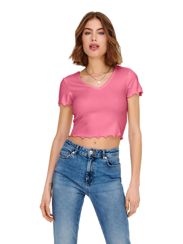ΓΥΝΑΙΚΕΙΟ CROP TOP ONLY KIKA S/S V-NECK TOP
