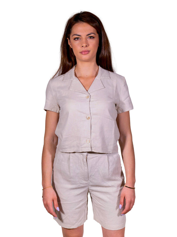 ΓΥΝΑΙΚΕΙΟ CROP ΠΟΥΚΑΜΙΣΟ ONLY CARO LINEN BLEND